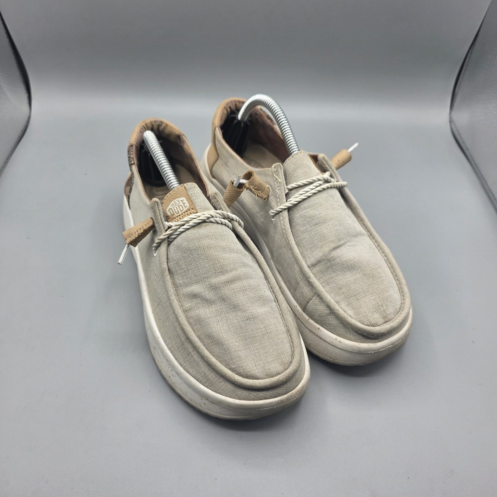 Hey Dude Wendy Peak Shoes Womens 7 Beige Platform‎ Woven Loafer Slip On